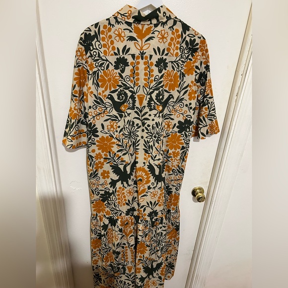 NWT LA DoubleJ Artemis Dress in Forest Orange, green, tan, sleeve maxi - Picture 6 of 6